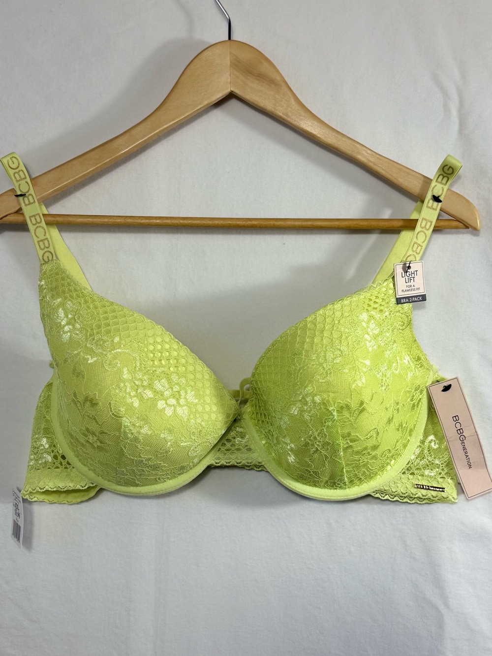 BCBGeneration Shadow Lime Green Light Lift Wired Lace Bra